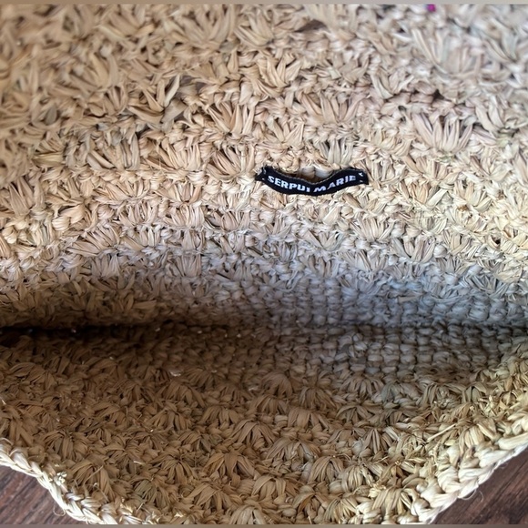 Serpui Marie Woven Straw Clutch with Colorful Pom-Poms Design - Picture 5 of 8